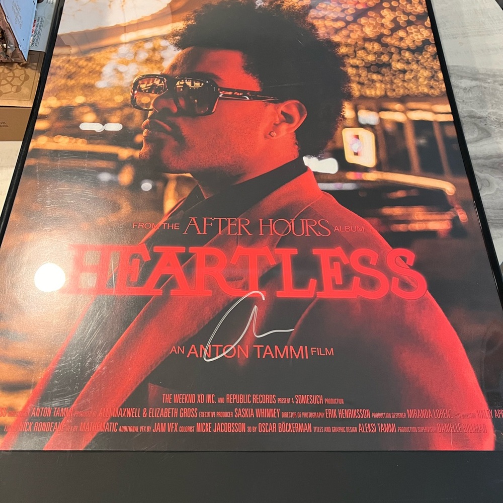 The Weeknd signed and framed Heartless poster